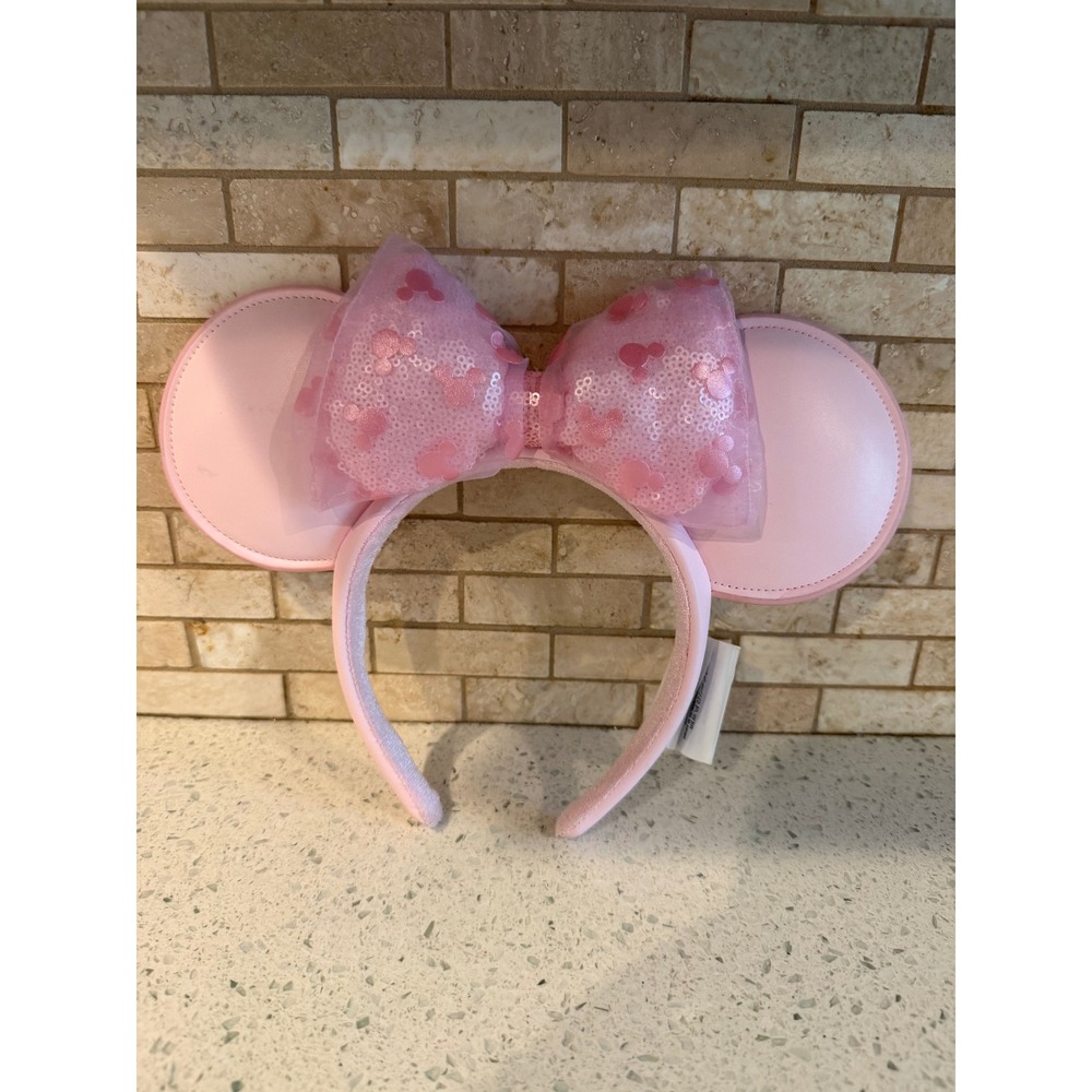Disney Minnie Mouse Ears Headband Baby Pink Hearts Bow